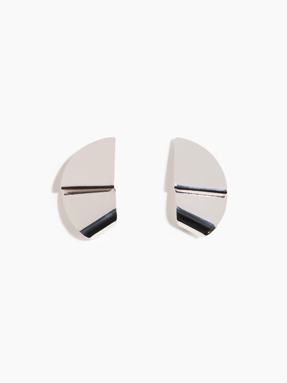 H&M Polished Silver Half-Moon Stud Earrings